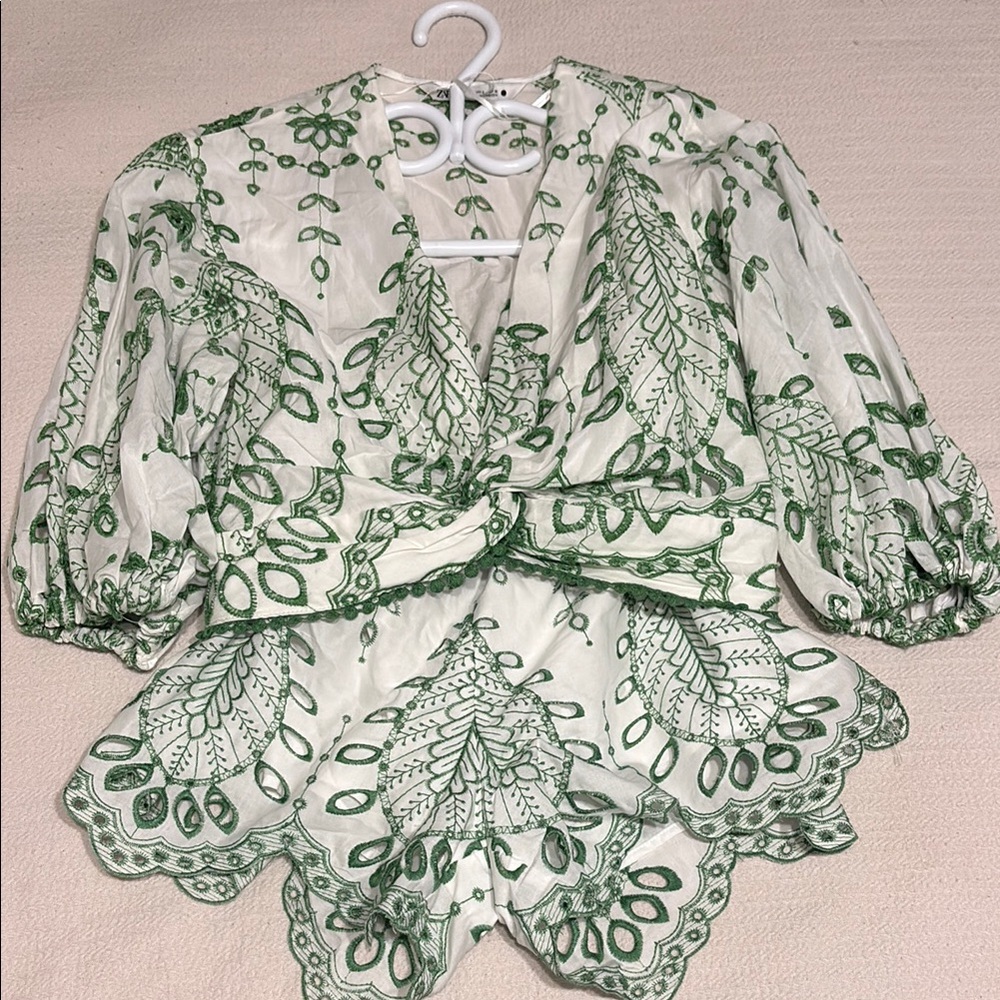 SET - Green Embroidered Women two piece